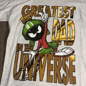 Vintage 1996 Marvin The Martian Greatest Dad T-shirt Large Gray Single Stitch